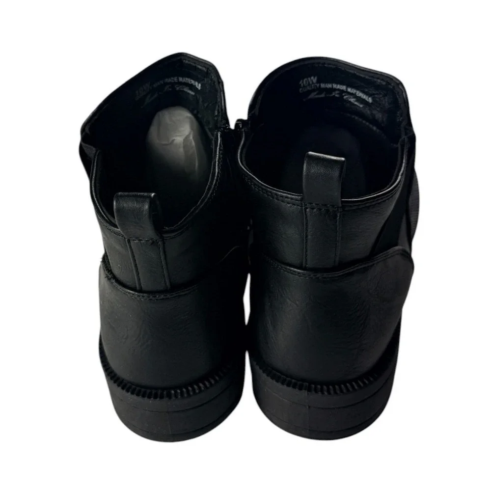 Easy Street Amiga Black Faux Leather Ankle Bootie Women 10W 31-7911 Comfort NEW